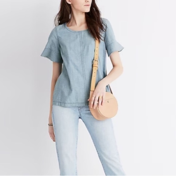 Madewell Chambray Tie-Back Top Medium - Picture 1 of 9